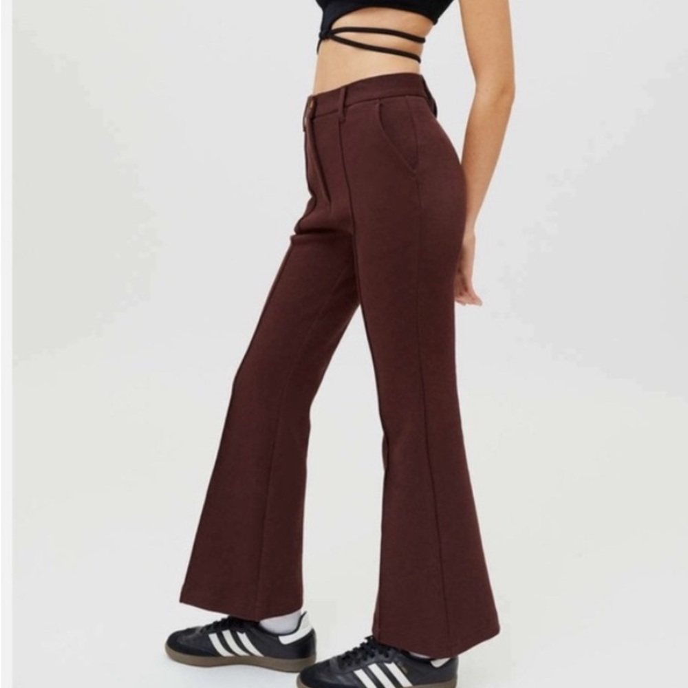 Urban Outfitters Deep Brown Fabric stretchy large flared pants
